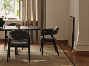 SCAUN HERA, DIN TEXTIL SI LEMN, ALB/STEJAR, MICADONI, STIL MODERN - Img 5