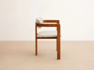 SCAUN LLEVANT, DIN TEXTIL SI LEMN, BEJ/MARO, MICADONI, STIL MODERN - Img 3