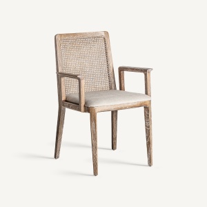 SCAUN MATTIA, DIN LEMN DE FRASIN NATUR ANTICHIZAT SI TEXTIL, DESIGN CONTEMPORAN, VICAL HOME
