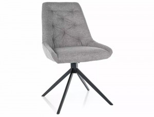 SCAUN PIVOTANT ASTI, GRI 07/NEGRU MAT, TAPITERIE DIN STOFA BREGO SI PICIOARE DIN METAL, STIL MODERN
