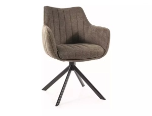 SCAUN PIVOTANT AZALIA, OLIVE 77/NEGRU MAT, TAPITERIE DIN STOFA BREGO SI PICIOARE DIN METAL, STIL MODERN