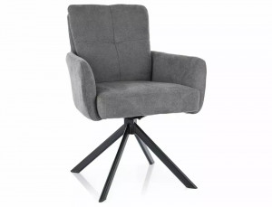 SCAUN PIVOTANT BASIL, GRI 11/NEGRU MAT, TAPITERIE DIN STOFA VARDO SI PICIOARE DIN METAL, STIL MODERN