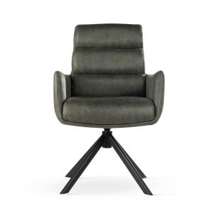 SCAUN PIVOTANT, CIPHER VERDE/NEGRU/BULL156, TAPITERIE DIN PIELE ECOLOGICA, SPUMA, ARCURI SI METAL, STIL MODERN - Img 2