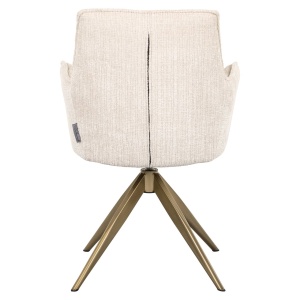 SCAUN PIVOTANT DAKOTA NIAGARA BEIGE, CU BRATE, 212405, CONFECTIONAT DIN POLIESTER, METAL SI SPUMA, BEJ/AURIU, STIL MODERN - Img 3