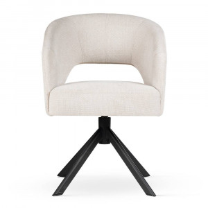 SCAUN PIVOTANT INES SUPREME, BEJ/NEGRU, TAPITERIE DIN STOFA SI PICIOARE DIN METAL, STIL MODERN - Img 2