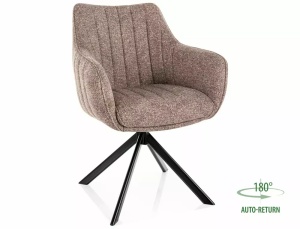 SCAUN PIVOTANT LEO 32, BEJ INCHIS 32/NEGRU MAT, TAPITERIE DIN TEXTIL SI PICIOARE DIN METAL, STIL MODERN