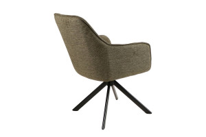 SCAUN PIVOTANT NOTTI, OLIVE 77/NEGRU MAT, TAPITERIE DIN STOFA BREGO SI PICIOARE DIN METAL, STIL MODERN - Img 3