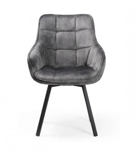 SCAUN PIVOTANT OLSON, GRI/NEGRU, TAPITERIE DIN CATIFEA SI PICIOARE DIN METAL, STIL MODERN, ATR - Img 2