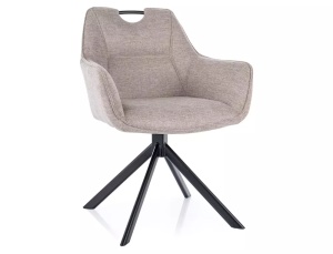 SCAUN PIVOTANT REMO, BEJ DESCHIS 31/NEGRU MAT, TAPITERIE DIN STOFA BREGO SI PICIOARE DIN METAL, STIL MODERN