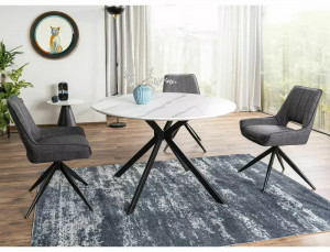 SCAUN PIVOTANT STIL TELLO, GRI 13/NEGRU MAT, TAPITERIE DIN STOFA BJORN SI PICIOARE DIN METAL, STIL MODERN - Img 3