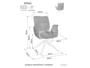 SCAUN PIVOTANT WING, CAPPUCCINO 40/NEGRU MAT, TAPITERIE DIN STOFA BREGO SI PICIOARE DIN METAL, STIL MODERN - Img 4