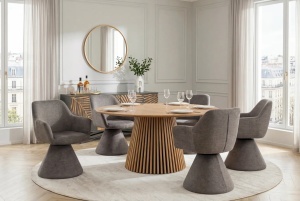 SCAUN ROTATIV, AMBIENTO, REALIZAT DIN MATERIAL TEXTIL, CULOARE MARO/GRI, ARTIM GROUP SELECTION - Img 3