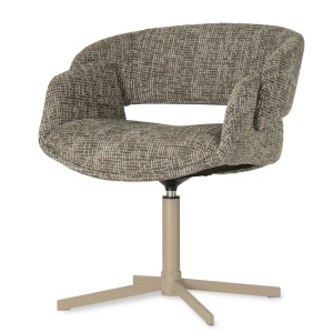 SCAUN ROTATIV BIG FROYD, BEJ/NEGRU, CONFECTIONAT DIN TAPITERIE DIN TEXTIL, SPUMA SI PICIOARE DIN METAL, STIL MODERN - Img 1
