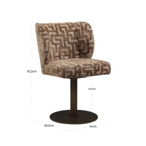 SCAUN ROTATIV FIONA, DIN METAL, LEMN SI TEXTIL, DE CULOARE MARO, DESIGN MODERN - Img 6