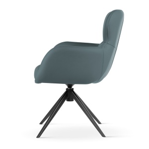 SCAUN ROTATIV HEATHER GRI/ALBASTRU/NEGRU, TAPITERIE DIN PIELE ECOLOGICA, SPUMA, ARCURI SI METAL, STIL MODERN - Img 4