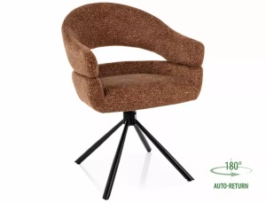SCAUN ROTATIV LEO CAMEL 35/NEGRU MAT, TAPITERIE DIN STOFA SI METAL, STIL MODERN