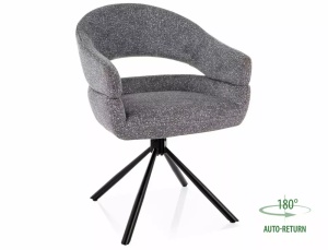SCAUN ROTATIV LEO GRI 07/NEGRU MAT, TAPITERIE DIN STOFA SI METAL, STIL MODERN