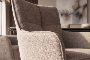 Scaun rotativ LUGANO cu funcție de revenire automată la 360°, cotiere, capacitate de încărcare 150 kg, tweed chenille taupe - Img 10