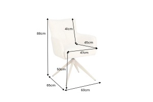 Scaun rotativ LUGANO cu funcție de revenire automată la 360°, cotiere, capacitate de încărcare 150 kg, tweed bej tip chenille - Img 10