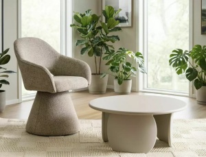 SCAUN ROTATIV, RIKU NOELLE, BEJ 30/NEGRU, TAPITERIE DIN TEXTIL, STIL MODERN