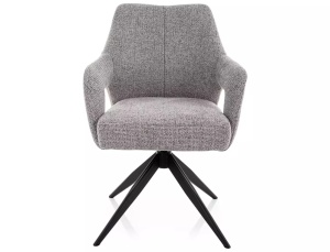 SCAUN ROTATIV STIL OLSEN, GRI 09/NEGRU MAT, TAPITERIE DIN TEXTIL SI PICIOARE DIN METAL, STIL MODERN