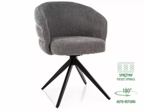 SCAUN ROTATIV STIL ORES, TAP 252 GRI/NEGRU MAT, TAPITERIE DIN TEXTIL SI PICIOARE DIN METAL, STIL MODERN - Img 5