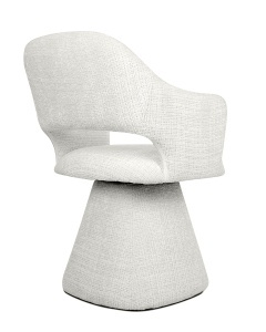 SCAUN ROTATIV VERONA, ALB, CONFECTIONAT DIN TAPITERIE DIN TEXTIL CHENILLE, SPUMA SI METAL, STIL MODERN - Img 3