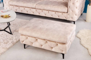 SCAUN/TABURET, BAROCK, CATIFEA DE CULOAREA SAMPANIEI, STIL CHESTERFIELD - Img 1
