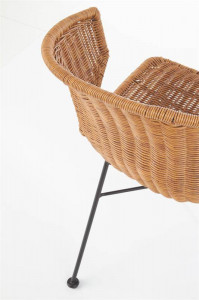 SCAUN TERASA K407, NATURAL/NEGRU, DIN RATAN SINTETIC SI PICIOARE DIN METAL, STIL MODERN - Img 2