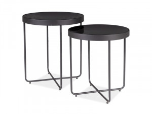 SET 2 MASUTE DE CAFEA ATENA, 40/45 CM, NEGRU/NEGRU MAT, BLAT DIN STICLA SECURIZATA SI CADRU DIN METAL, STIL MODERN - Img 1
