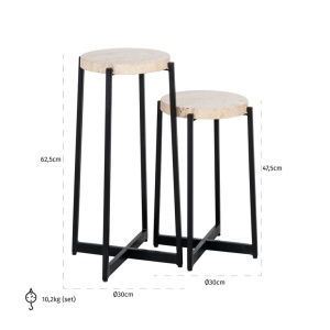 SET 2 MASUTE DE CAFEA DILLINGER BEJ 30Ø, 825277, CONFECTIONATA DIN METAL SI TRAVERTIN, STIL MODERN - Img 5