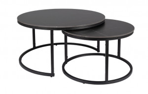 SET 2 MASUTE DE CAFEA FERRANTE D, 60/80 CM, EFECT DE MARMURA NEAGRA/NEGRU, BLAT DIN CERAMICA SI CADRU DIN METAL, STIL MODERN - Img 4