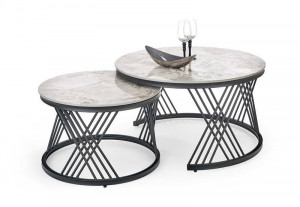 SET 2 MASUTE DE CAFEA FLAMINGO, EFECT DE MARMURA GRI/NEGRU, DIN MARMURA SI METAL, STIL MODERN - Img 1