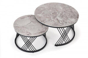 SET 2 MASUTE DE CAFEA FLAMINGO, EFECT DE MARMURA GRI/NEGRU, DIN MARMURA SI METAL, STIL MODERN - Img 2