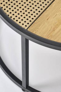 SET 2 MASUTE DE CAFEA GARMINA, STEJAR/NEGRU, DIN MDF FURNIRUIT, RATAN SI METAL, STIL MODERN - Img 7