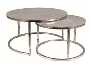 SET 2 MASUTE DE CAFEA PORTAFINO B, 45/60 CM, EFECT DE PIATRA GRI/CROM, BLAT DIN CERAMICA SI CADRU DIN METAL, STIL MODERN