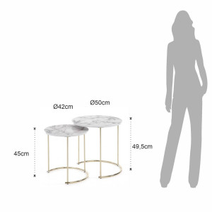 SET 2 MASUTE DE CAFEA, THIN-R WHITE, COD 5033, STIL MODERN, REALIZAT DIN METAL SI MDF LAMINAT - Img 5