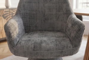 SET 2 SCAUNE, AMBIENTO, ROTATIV 180GRADE, REALIZAT DIN LEMN SI TEXTIL CHENILLE, CULOARE GRI, ARTIM GROUP - Img 3