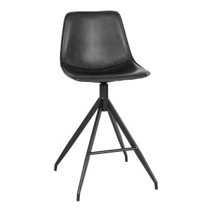 SET 2 SCAUNE BAR MONACO, DIN LEMN SI PIELE ECO, CULOARE NEGRU, HOUSE NORDIC - Img 1