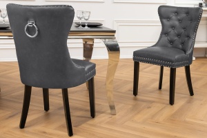 SET 2 SCAUNE, CASTLE CU MANER, DIN PIELE ECO DE CULOARE NEAGRA SI LEMN, ARTIM GROUP SELECTION - Img 6