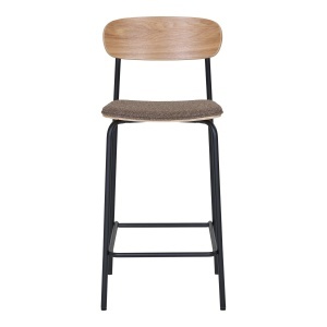 SET 2 SCAUNE DE BAR ESTEPONA, DIN METAL, FURNIR SI TEXTIL, CULOARE NATUR/MARO, HOUSE NORDIC - Img 2