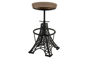SET 2 SCAUNE DE BAR, PARIS LOFT, 47-77CM, REALIZAT DIN LEMN DE MANGO SI METAL, DE CULOARE MARO/NEGRU