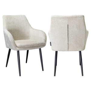 SET 2 SCAUNE DE DINING, CHRISSY S4472 CHENILLE BEJ/NEGRU, CONFECTIONAT DIN 100% POLIESTER, SPUMA, METAL SI PLACAJ, RICHMOND INTERIORS