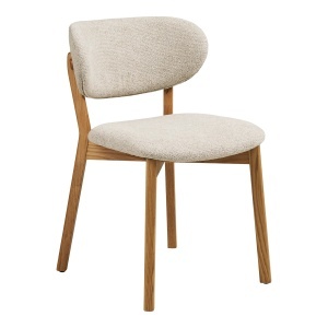 SET 2 SCAUNE DE SUFRAGERIE DUNKIRK, DIN LEMN SI TEXTIL, CULOARE NATUR/BEJ, HOUSE NORDIC