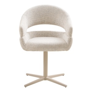 SET 2 SCAUNE DE SUFRAGERIE ROTATIVE DOVER, DIN METAL SI TEXTIL, CULOARE BEJ, HOUSE NORDIC - Img 3