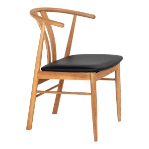 SET 2 SCAUNE DINING ARTENARA, DIN LEMN SI PIELE ECO, CULOARE NATUR/NEGRU, HOUSE NORDIC - Img 4