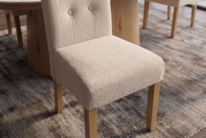 SET 2 SCAUNE DINING CASA, CU PICIOARE DIN LEMN SI TEXTIL BOUCLE TWEED, CULOARE BEJ - Img 5