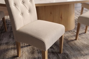 SET 2 SCAUNE DINING CASA, CU PICIOARE DIN LEMN SI TEXTIL, STIL IN, CULOARE BEJ - Img 3