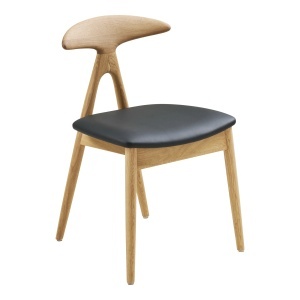 SET 2 SCAUNE DINING LANUZA, DIN LEMN SI PIELE ECO, CULOARE NATUR/NEGRU, HOUSE NORDIC