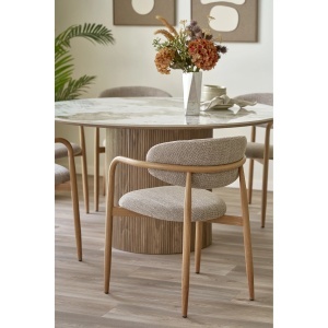 SET 2 SCAUNE DINING LEVANTO, DIN METAL SI TEXTIL, CULOARE NATUR/NISIPIU, HOUSE NORDIC - Img 9